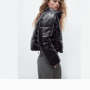 Zara faux leather puffer jacket